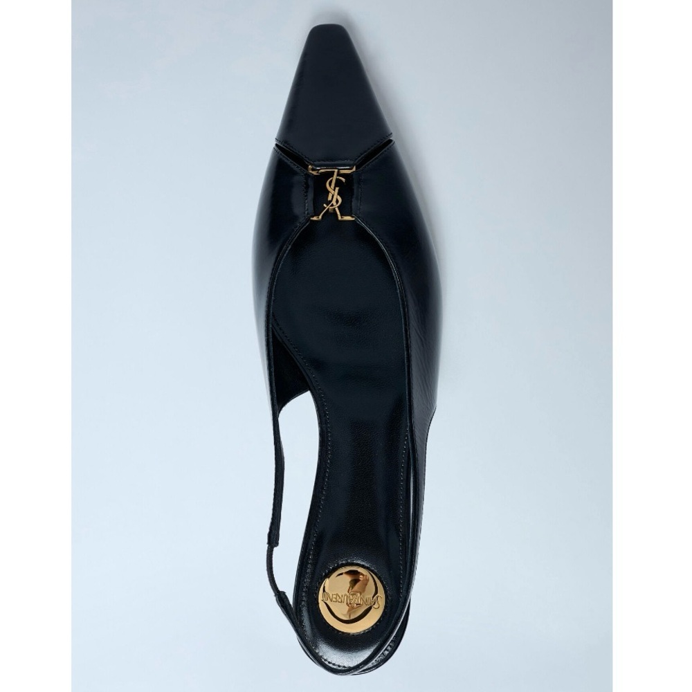 SAINT LAURENT Babylone YSL logo slingback flats - Picture 3 of 6